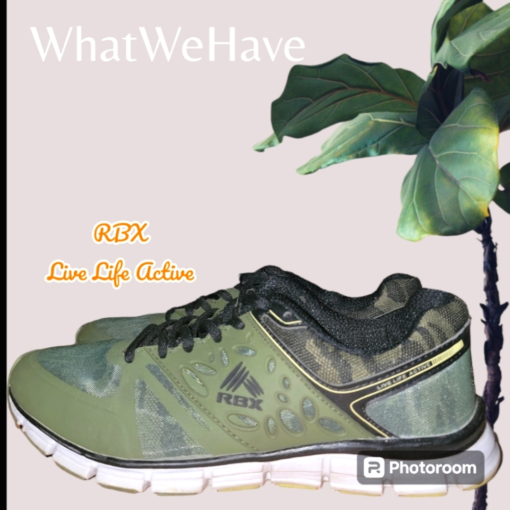 RBX active tennis shoes sneakers, Mens: 10.5, camouflage green